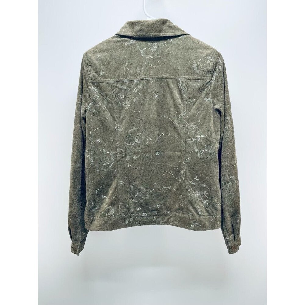 RAFAEL Blazer Jacket Size 10 Women’s Floral Embroidered Faux Suede Button Front - Picture 4 of 12